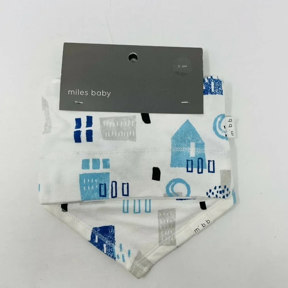 Miles Baby Boys Size 3-6 Months Printed 2 Piece Hat‎ and Bib Set Off White 424